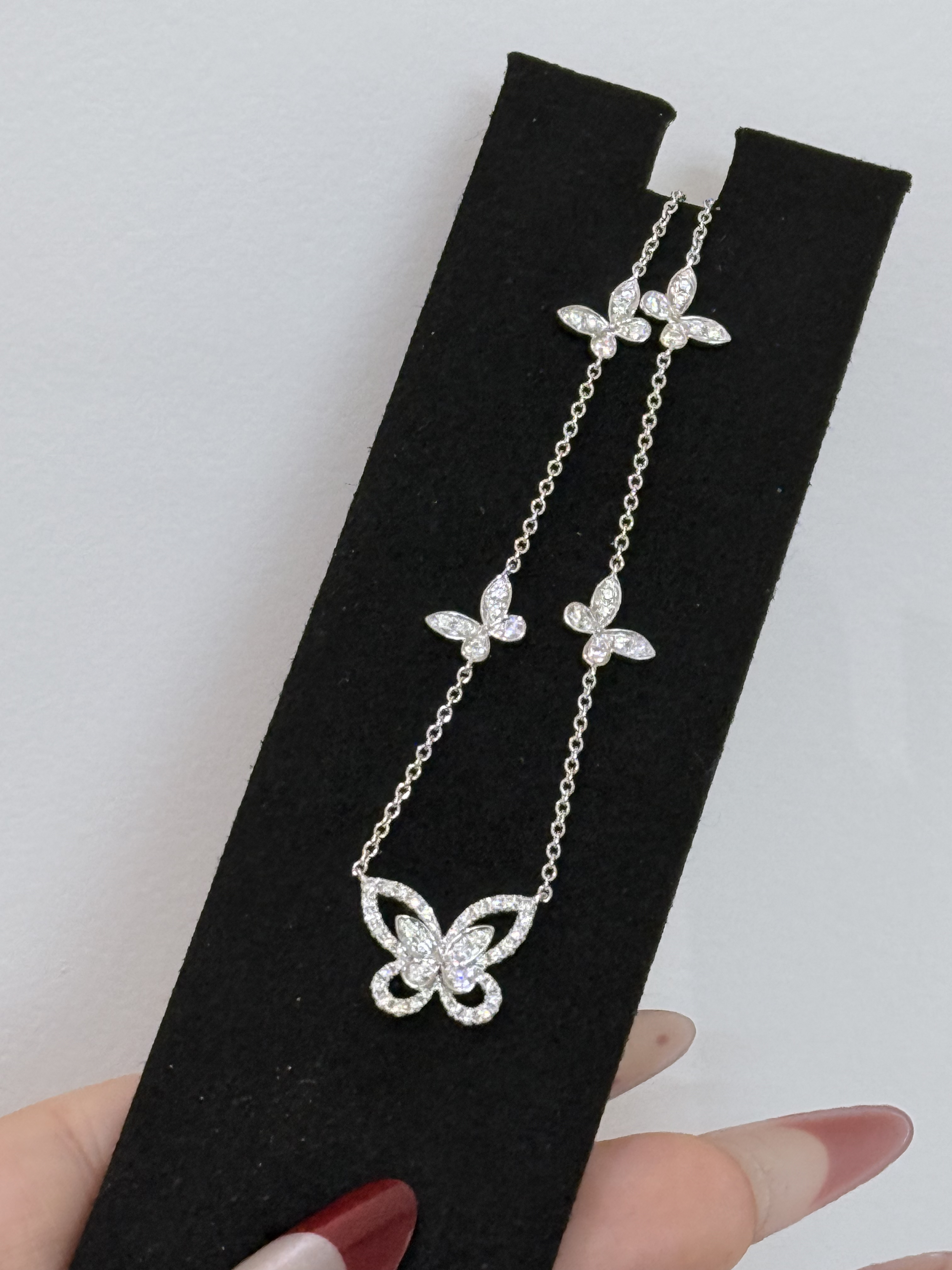【18k白➕天然真钻】五蝴蝶项链