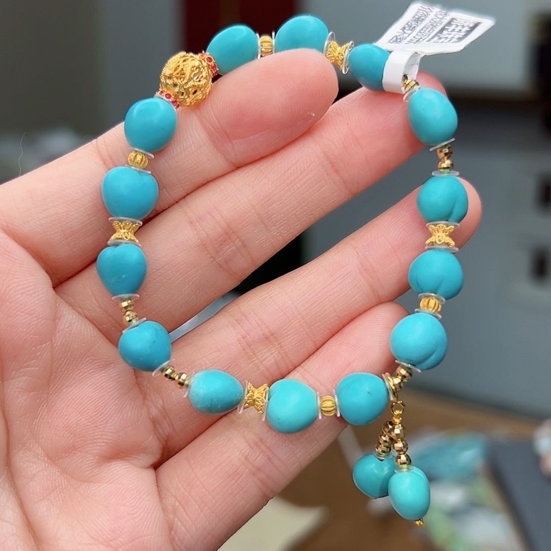 绿松石珠宝奇石18K金镶嵌