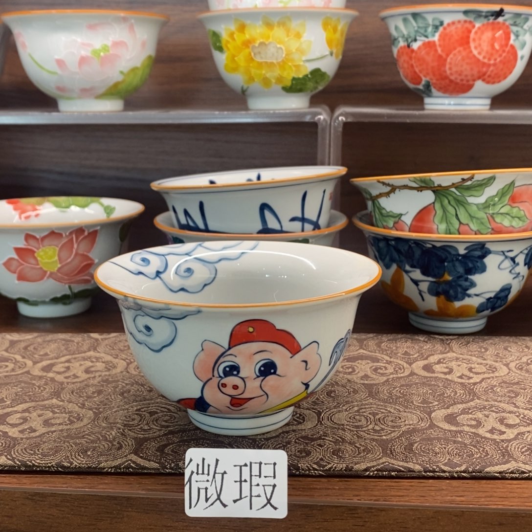 釉下彩老陶泥手工绘制