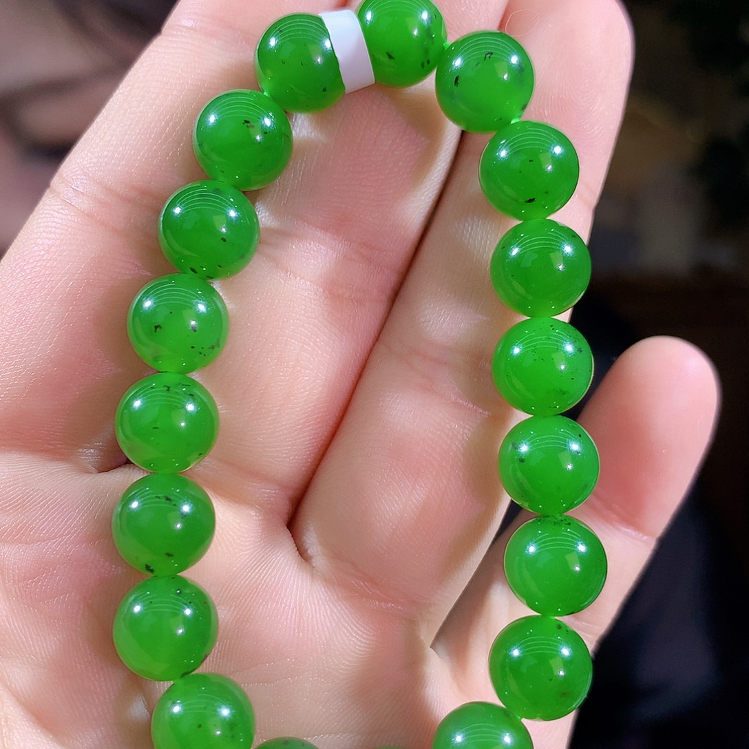 和田玉（碧玉）银S925镶嵌吊坠(不含链)手链