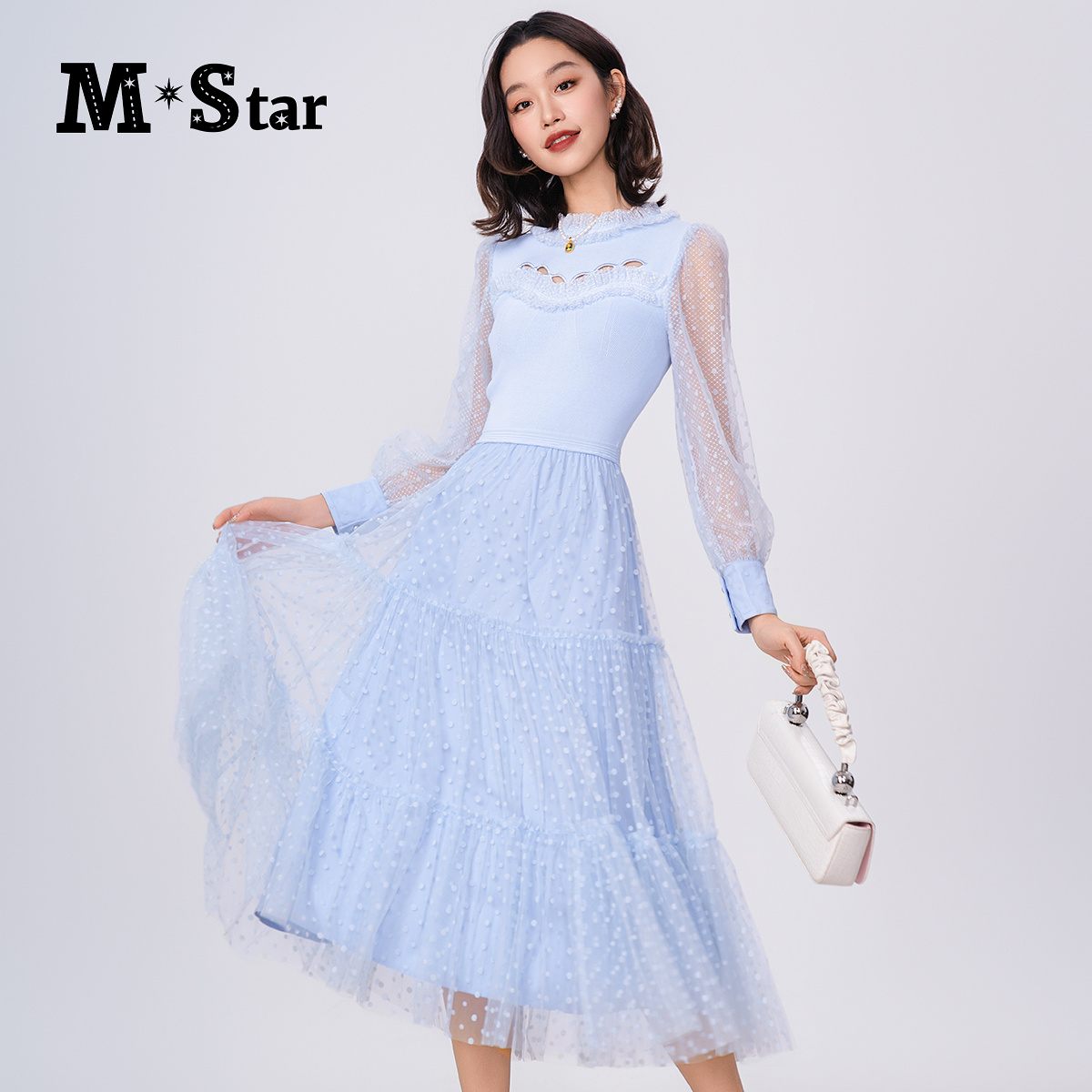 【芊芊专属】度假风浪漫网纱长袖连衣裙SFEL111622