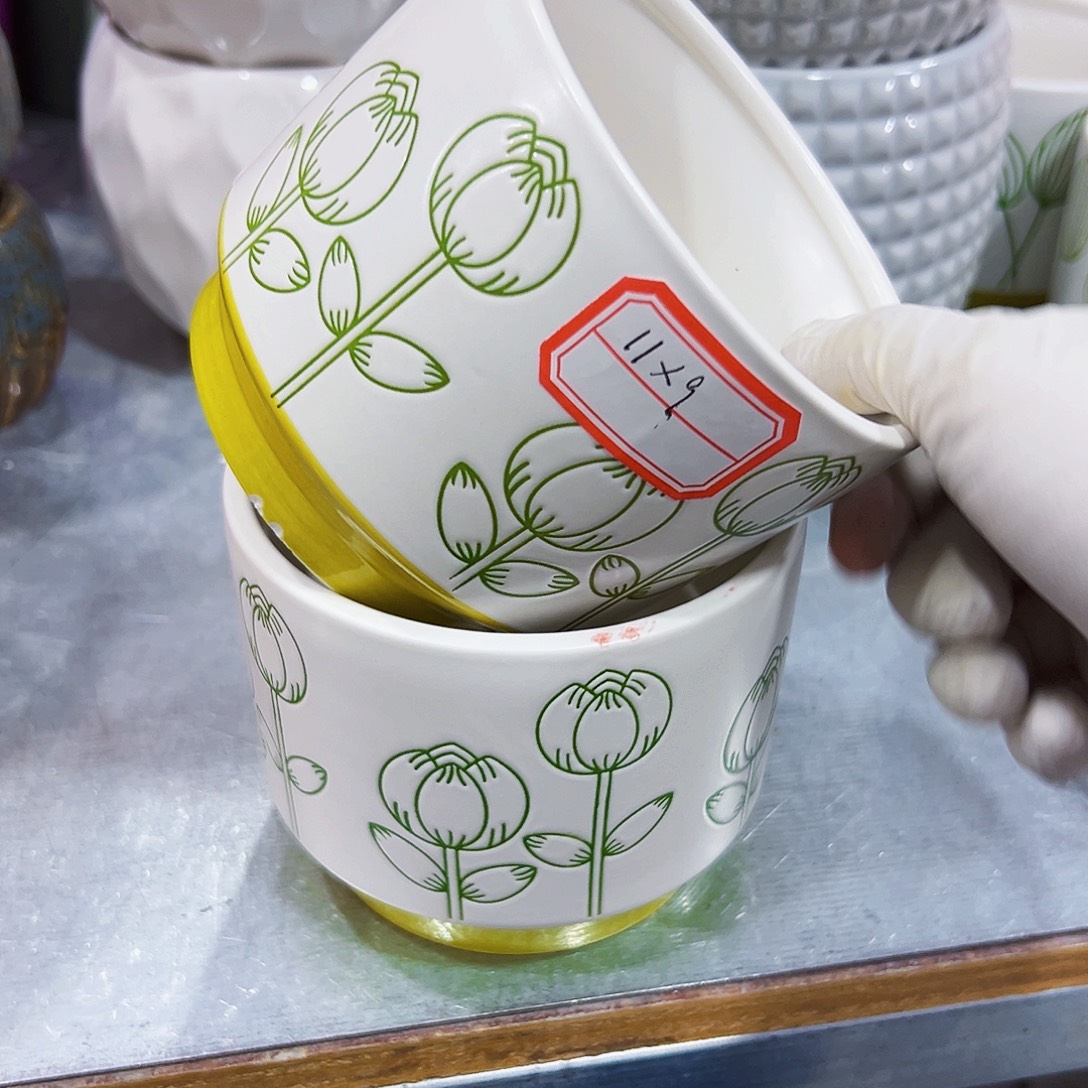 有孔，外贸尾单陶瓷花盆凑单10米包邮