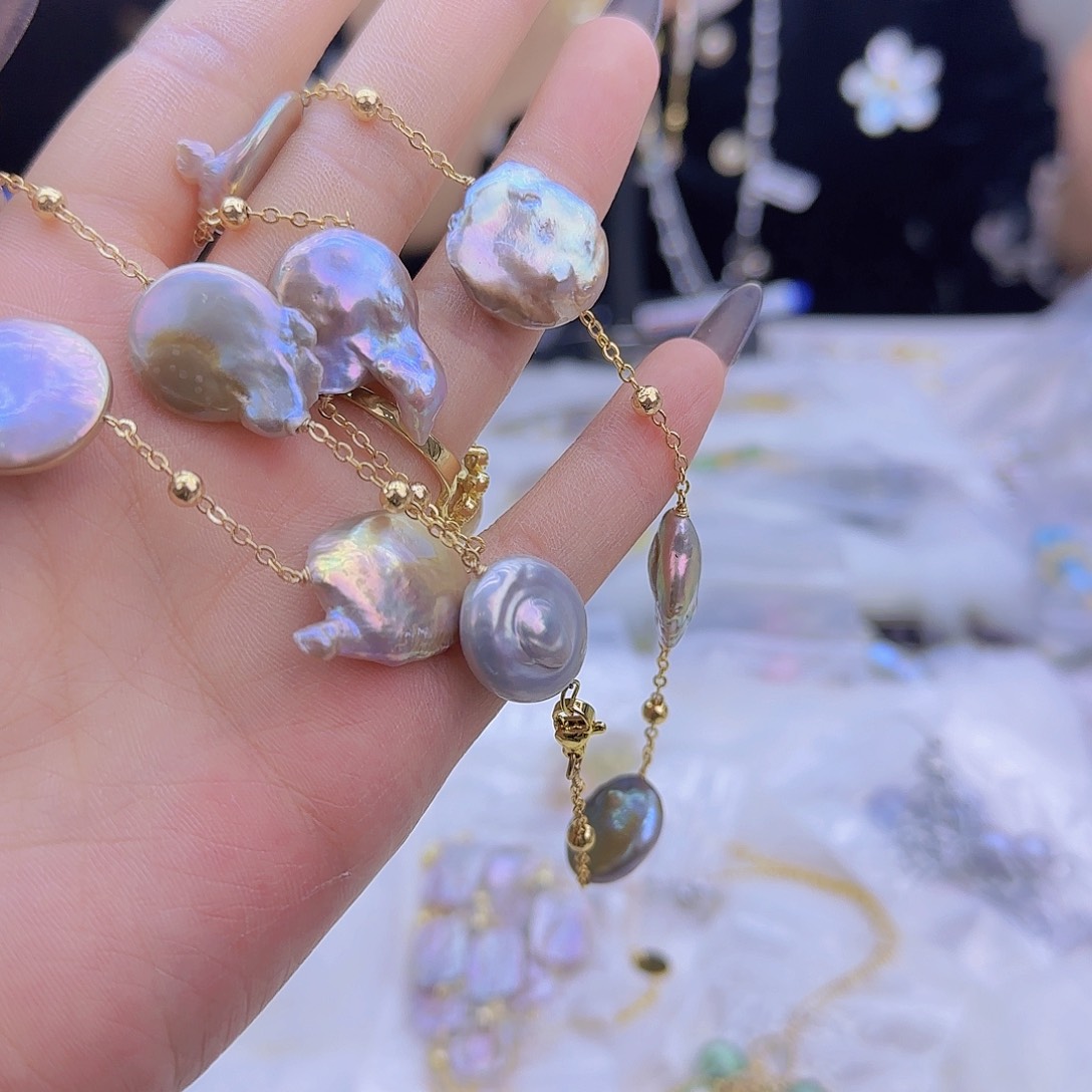 钛钢项链定制803淡水珍珠