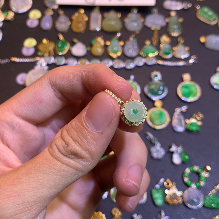 翡翠银S925镶嵌颈饰天然a货翡翠