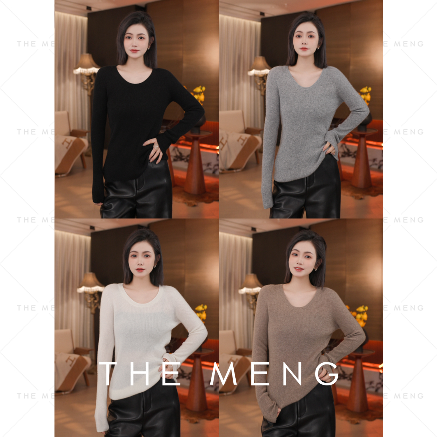 THE MENG【纤维皇后】100山羊绒超软锁温针织毛衣#M254E1620 LZ