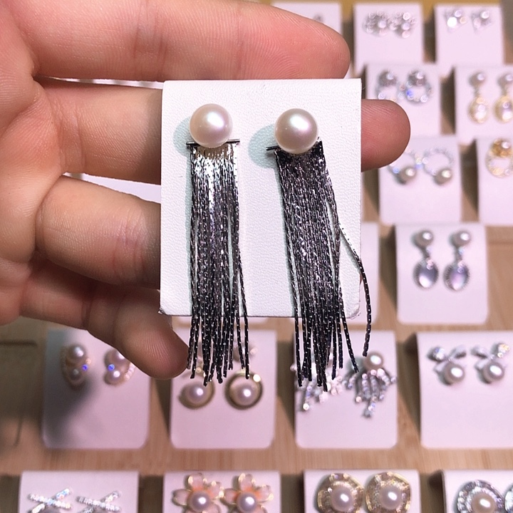 淡水珍珠耳饰银S925镶嵌