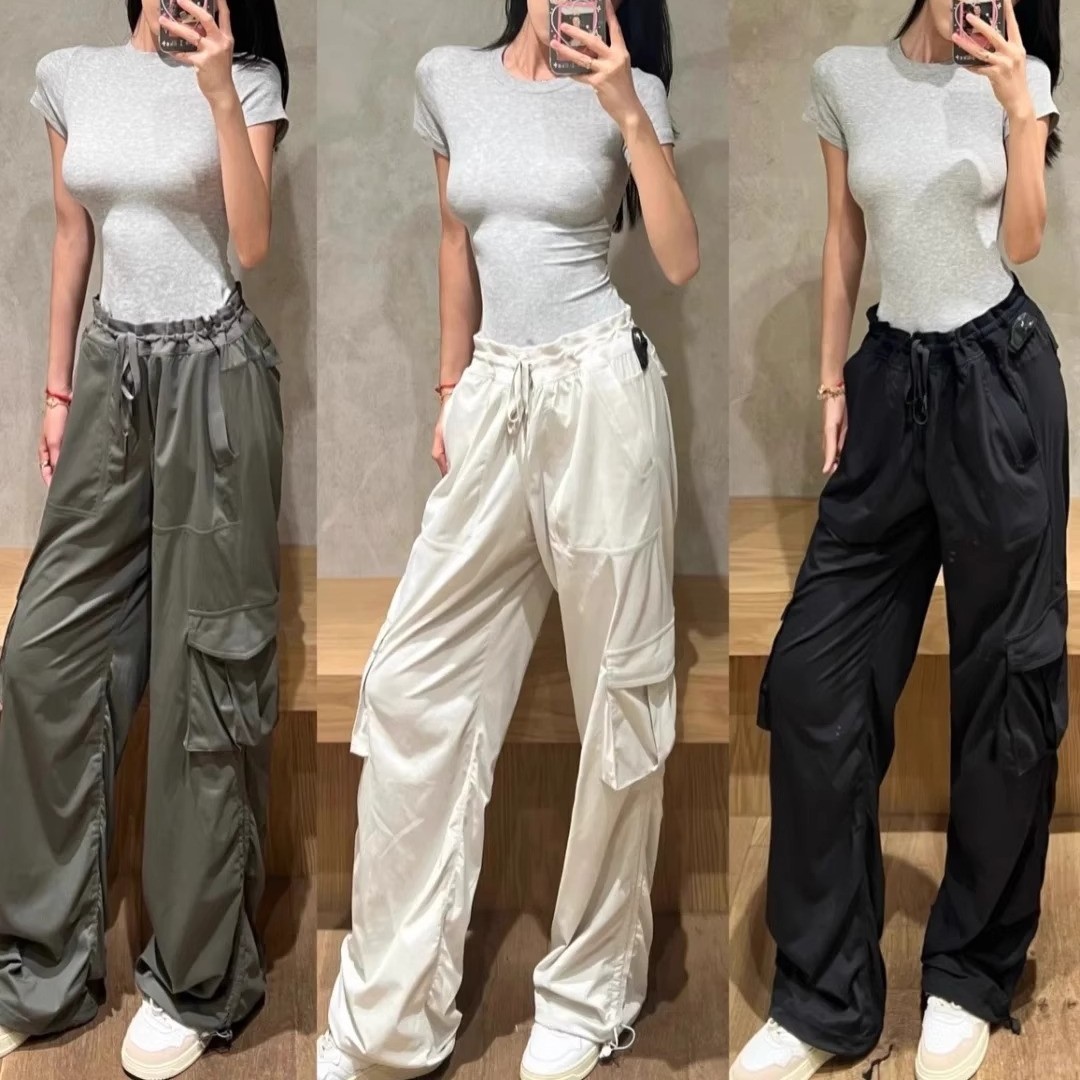 Lulu原标速干防水DanceStudio宽松中腰运动休闲直筒女长裤