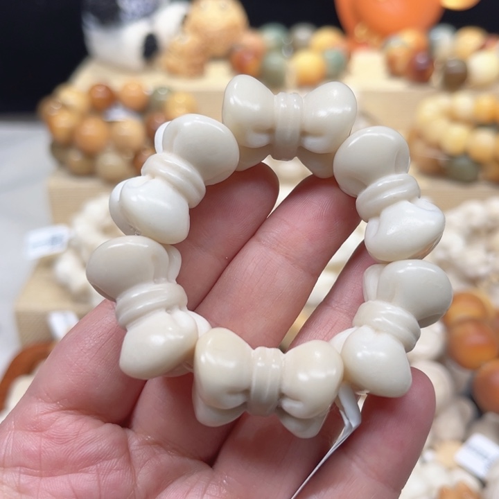 菩提根/象牙果手串蝴蝶结手捻微瑕2-4-82