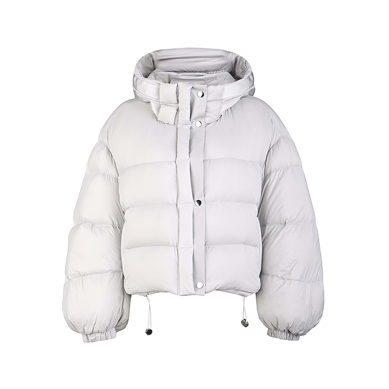 sdeer圣迪奥女装25年新品高领连帽插袋收腰面包服羽绒服S25483115