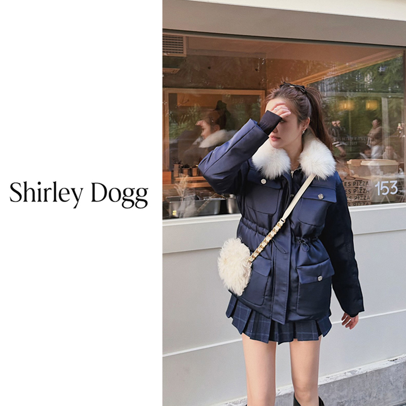 汤元家sd 时尚收腰加厚狐狸毛领外套羽绒服