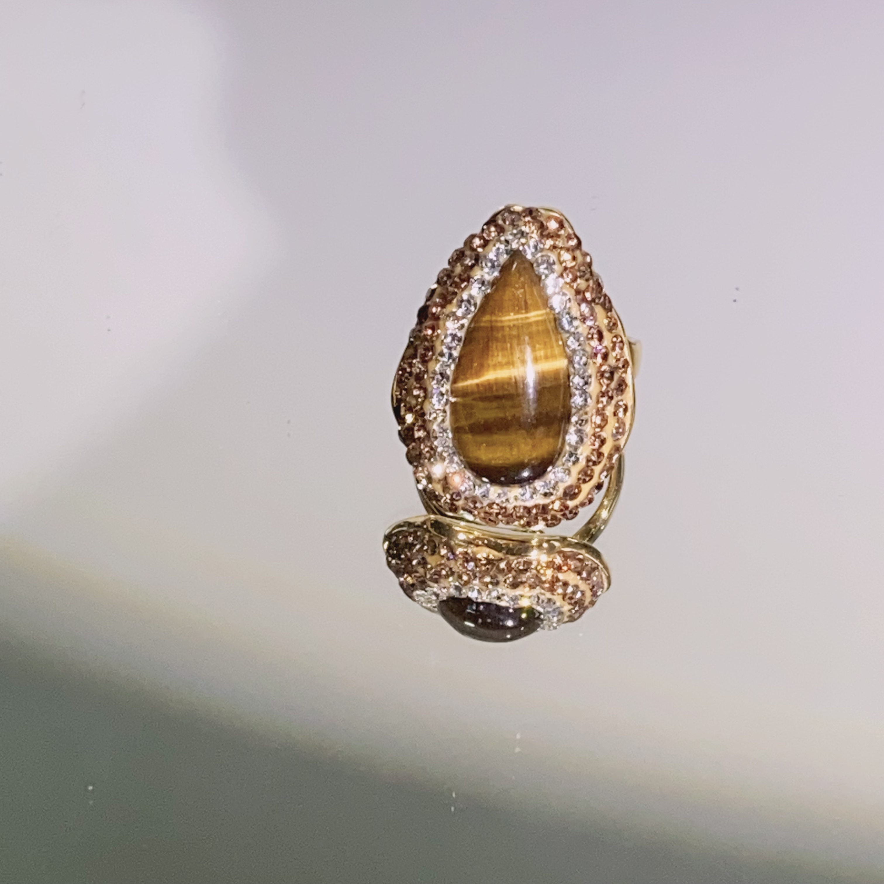 铜合金合成锆石戒指 TTSD 美拉的HYS水滴时尚个性戒指2059