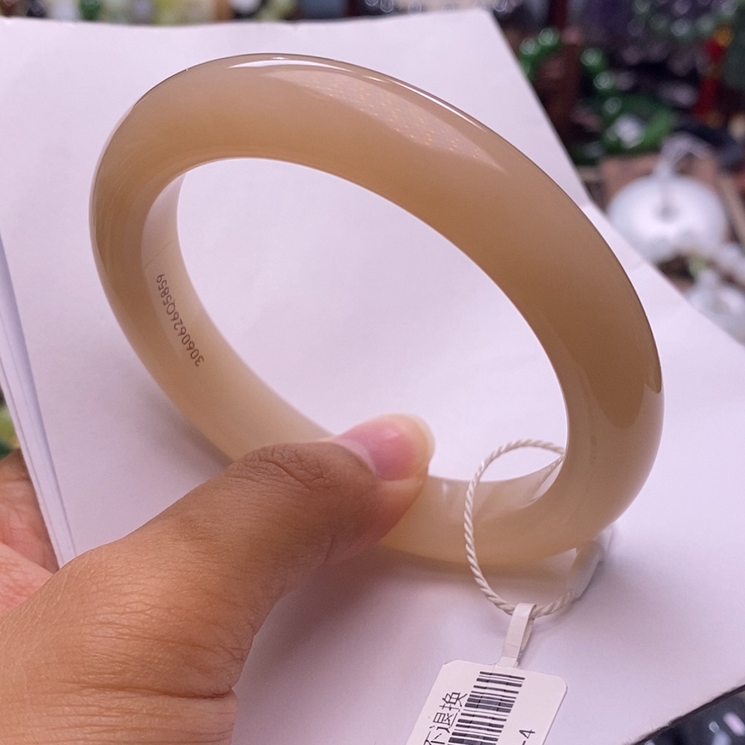 和田玉未镶嵌颈饰毕业级老坑料浓红粉手镯58.8