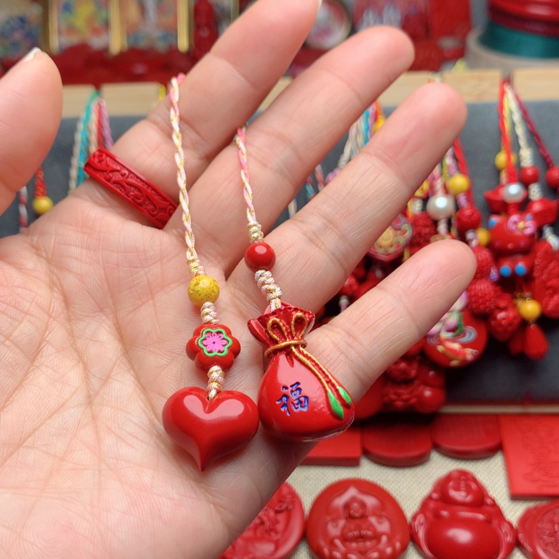 天然辰砂工艺品朱砂手机坠