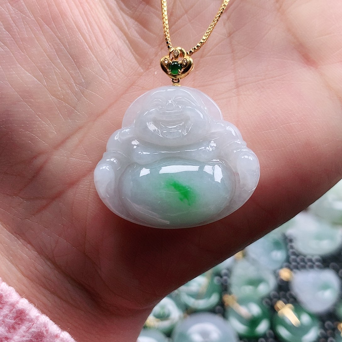 【闪购商品】翡翠吊坠(不含链)18K金镶嵌佛公