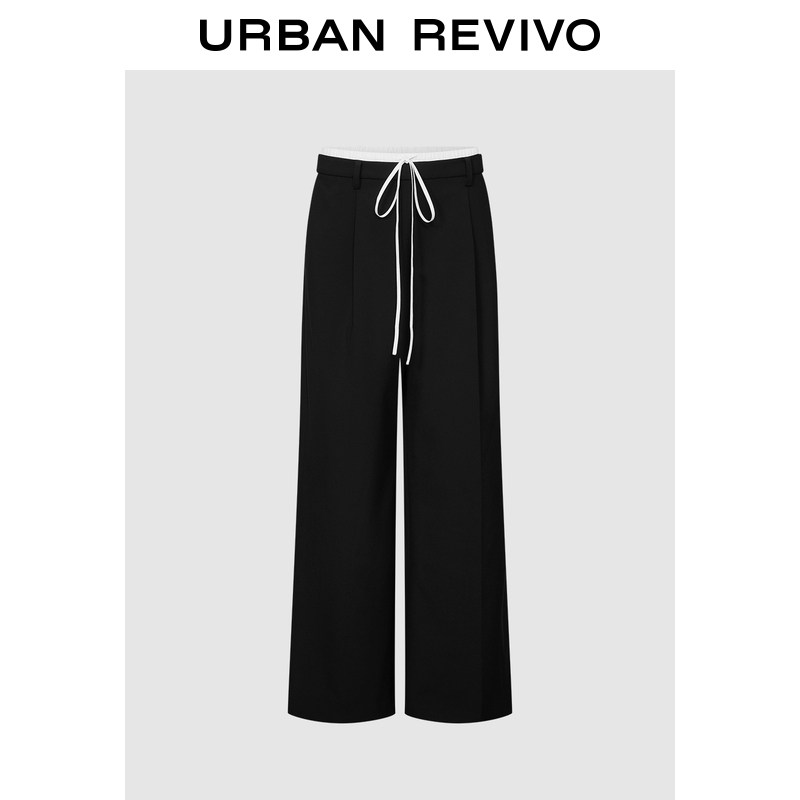 UR2026春季新款女装气质运动松紧腰阔腿裤UWM660014