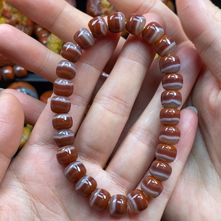 强***笑玛瑙/玉髓未镶嵌手串战国红手串