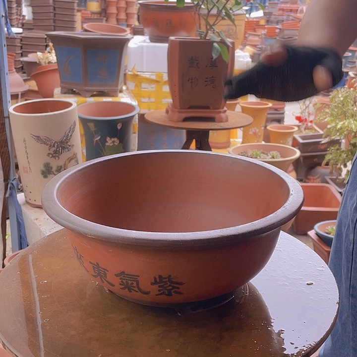 宜兴紫砂花盆小红