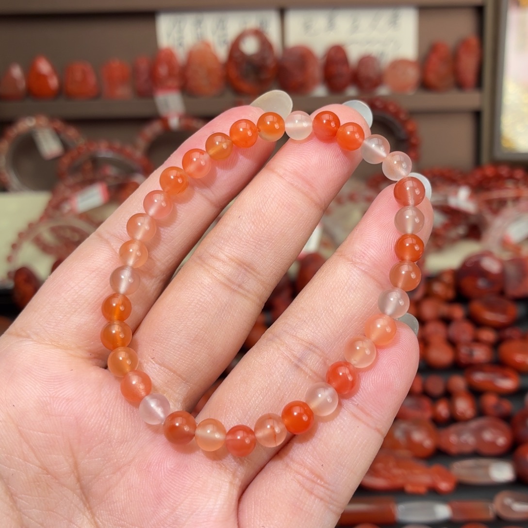 南红玛瑙未镶嵌颈饰5咪➕单圈手串