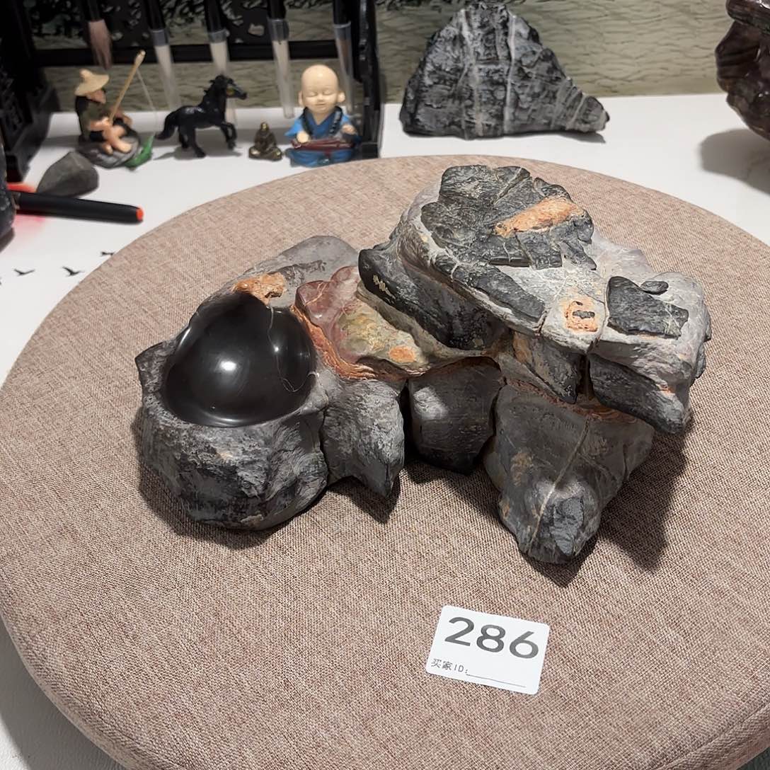 用***9一砚唐灵璧石砚台摆件