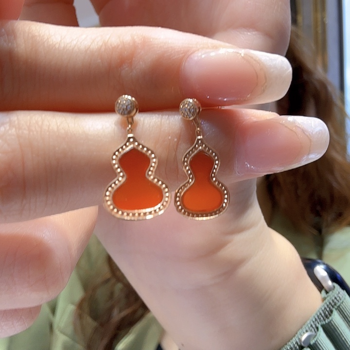 钻石耳钉18K金镶嵌葫芦