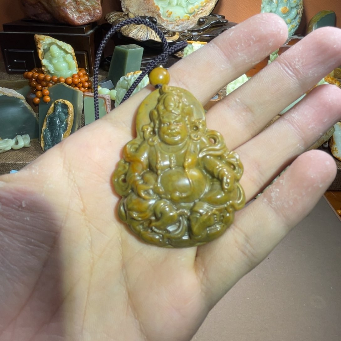 透闪石质玉黄财神未镶嵌