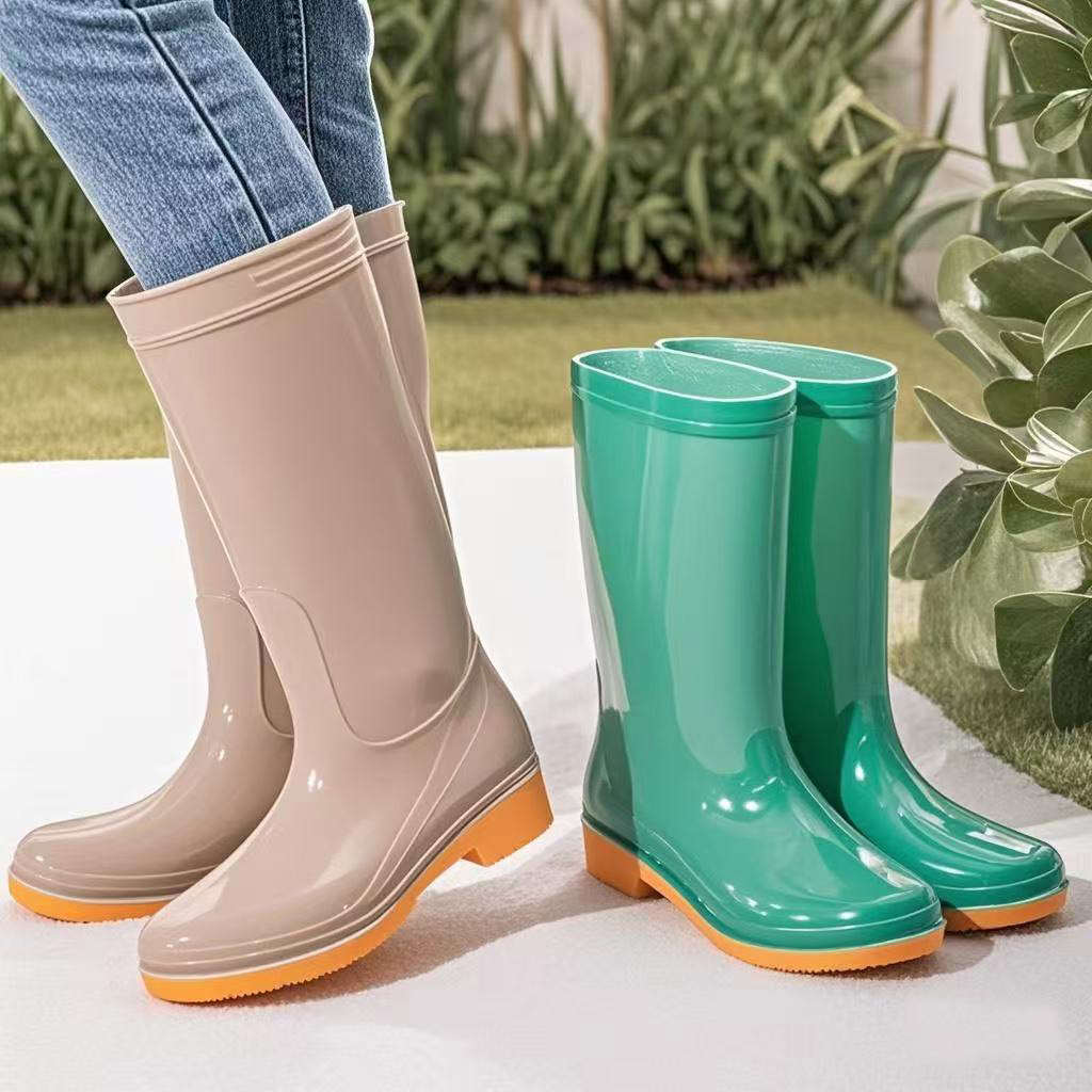 外贸女士成人雨鞋高筒中筒防水防滑胶鞋加棉厨房工作雨靴淘宝爆款