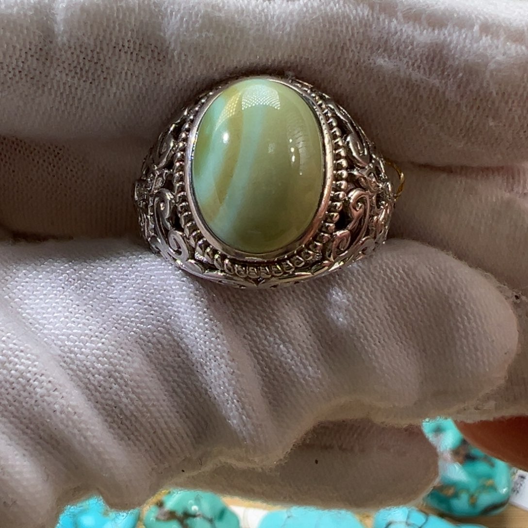 绿松石银S925镶嵌戒指