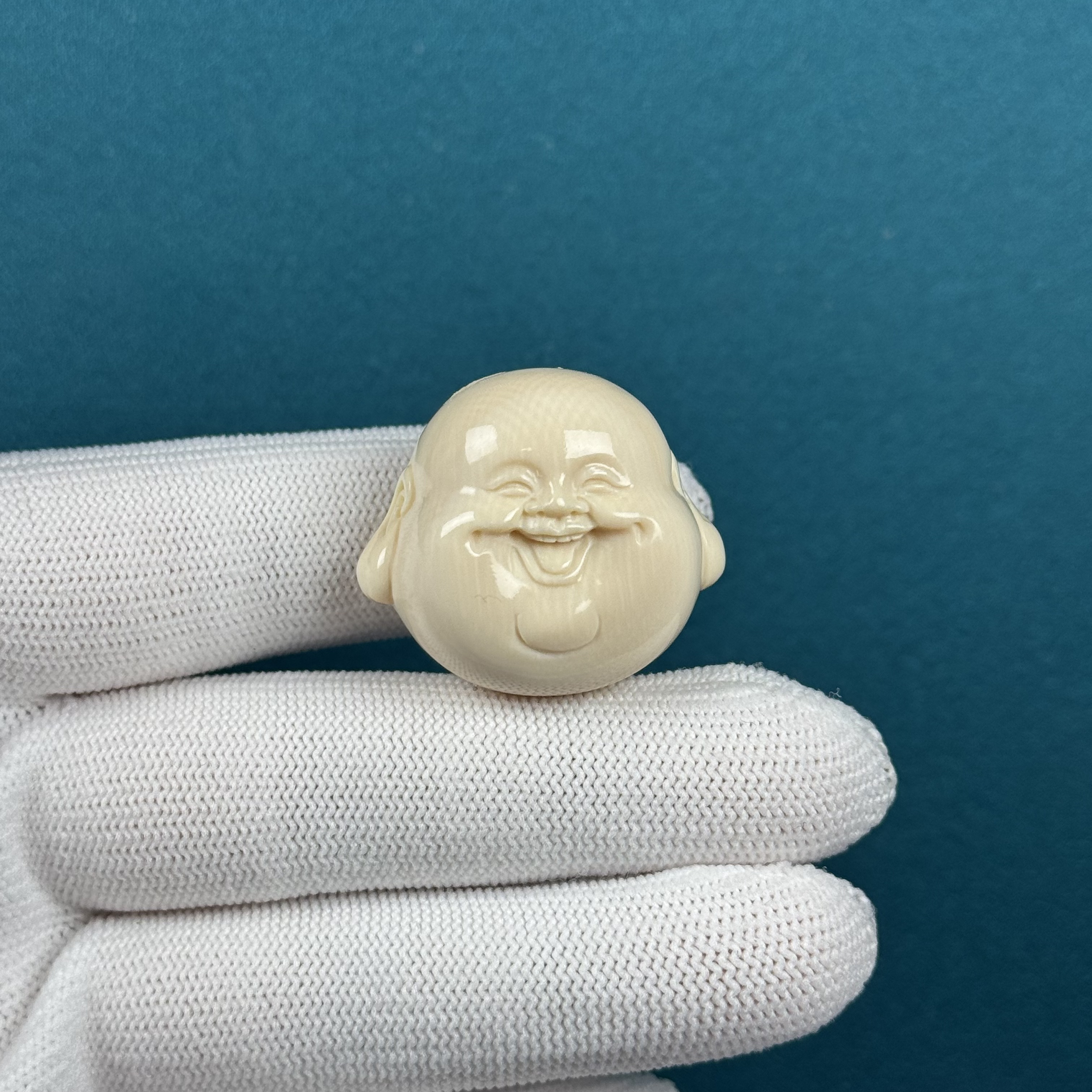 H23-53天然猛犸牙 弥勒佛头 31*27.2*19.3mm支持复检假一罚十