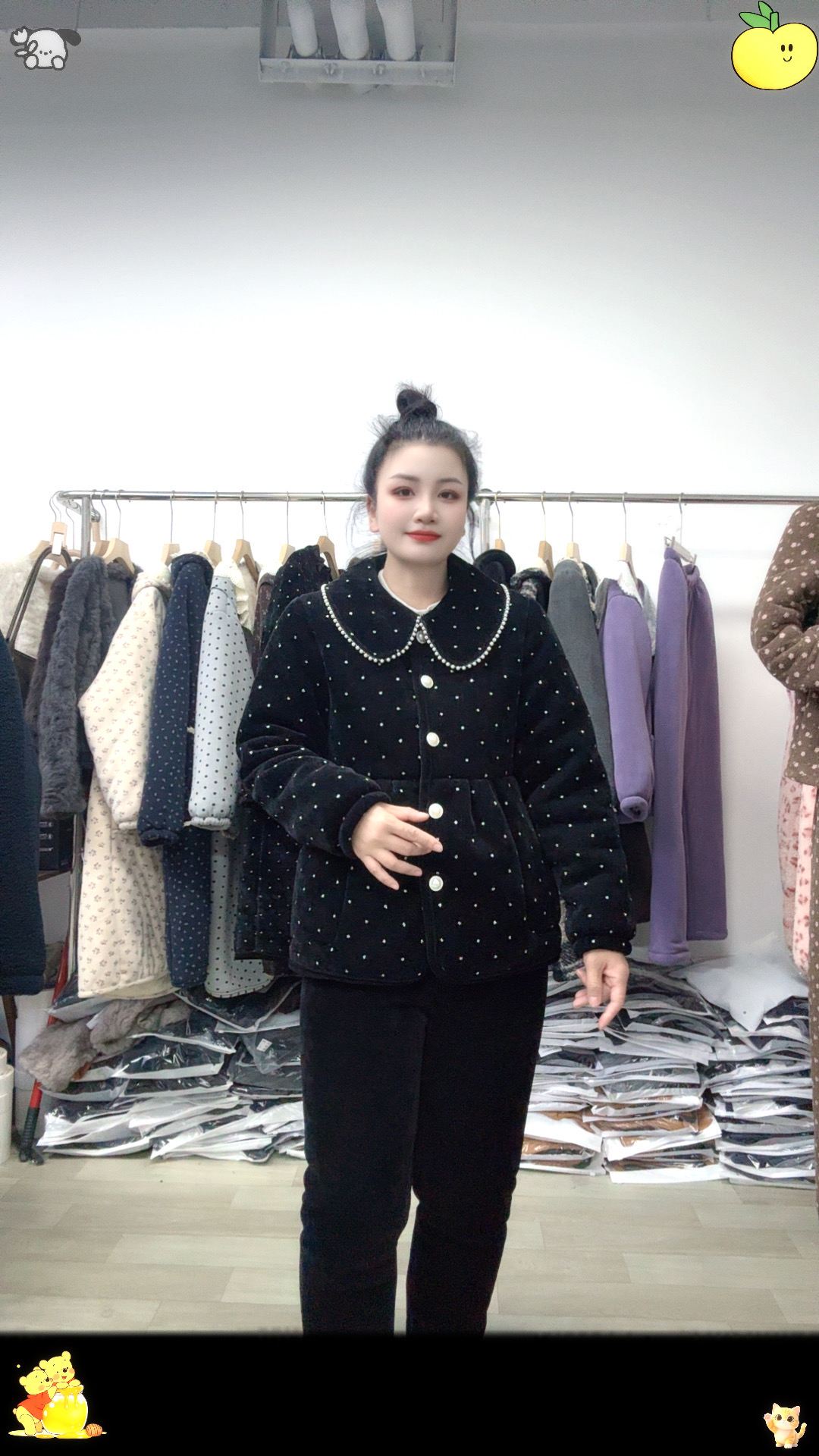 冬季新款小翻领亮晶晶套装家居服