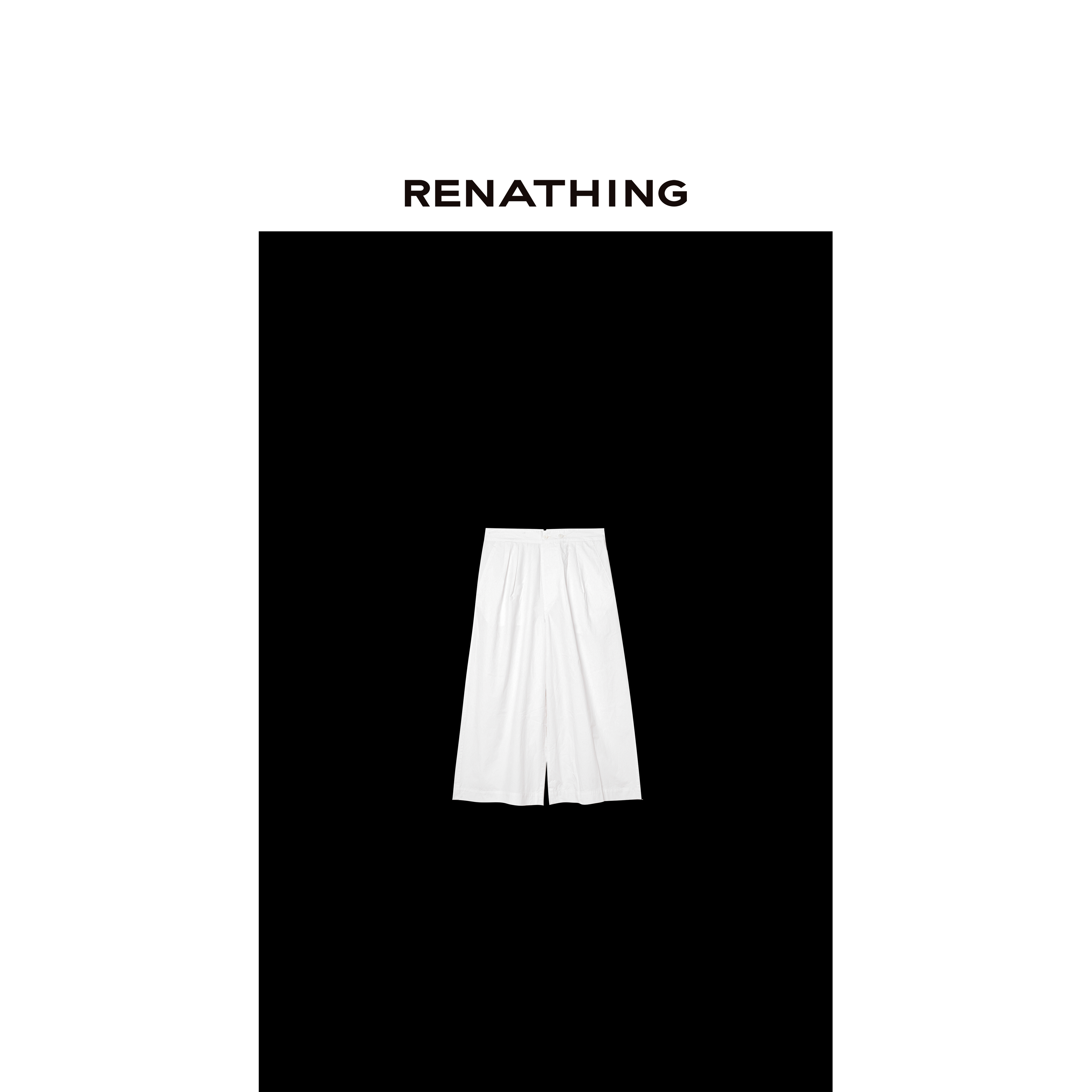 【RENATHING】棉质宽松直筒九分裤