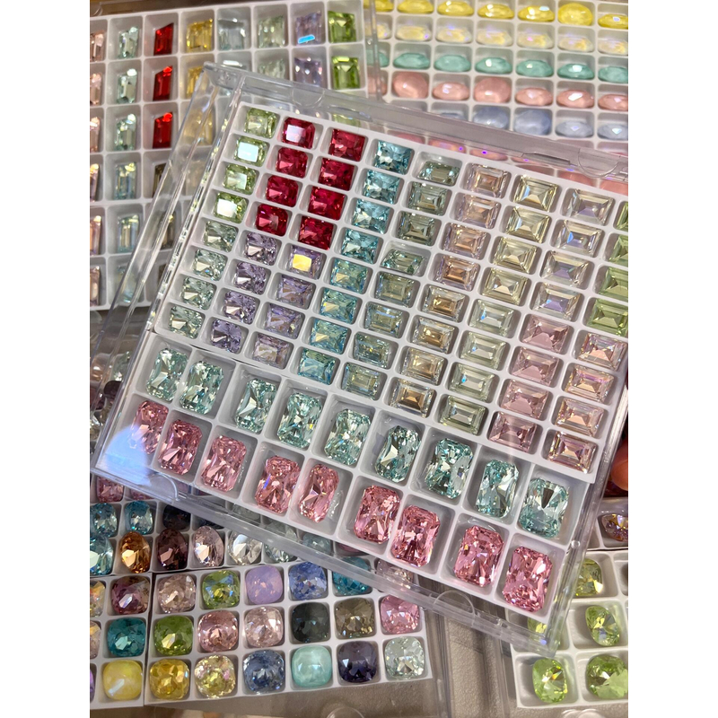 【1-150】K9ins美甲钻双色气质精品高品镀底超闪尖底彩色爆闪水晶钻