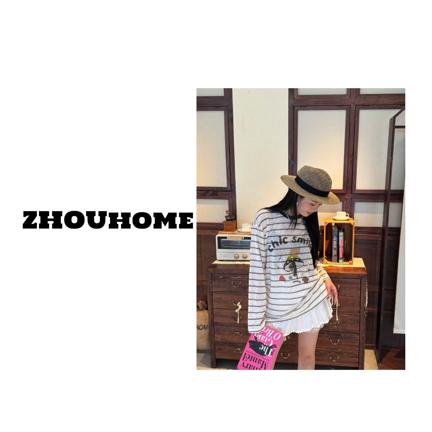 【周周服饰】韩货趣味卡通印花条纹长袖T恤防晒上衣女夏季2025新款