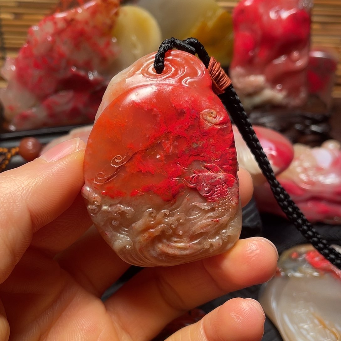 巴林鸡血石鸡血石挂件