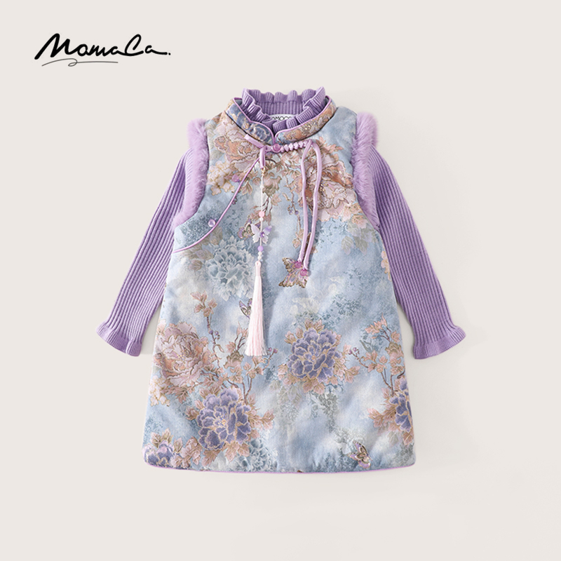 MOMOCO女童冬季新中式背心裙两件套（演出服）75830580052