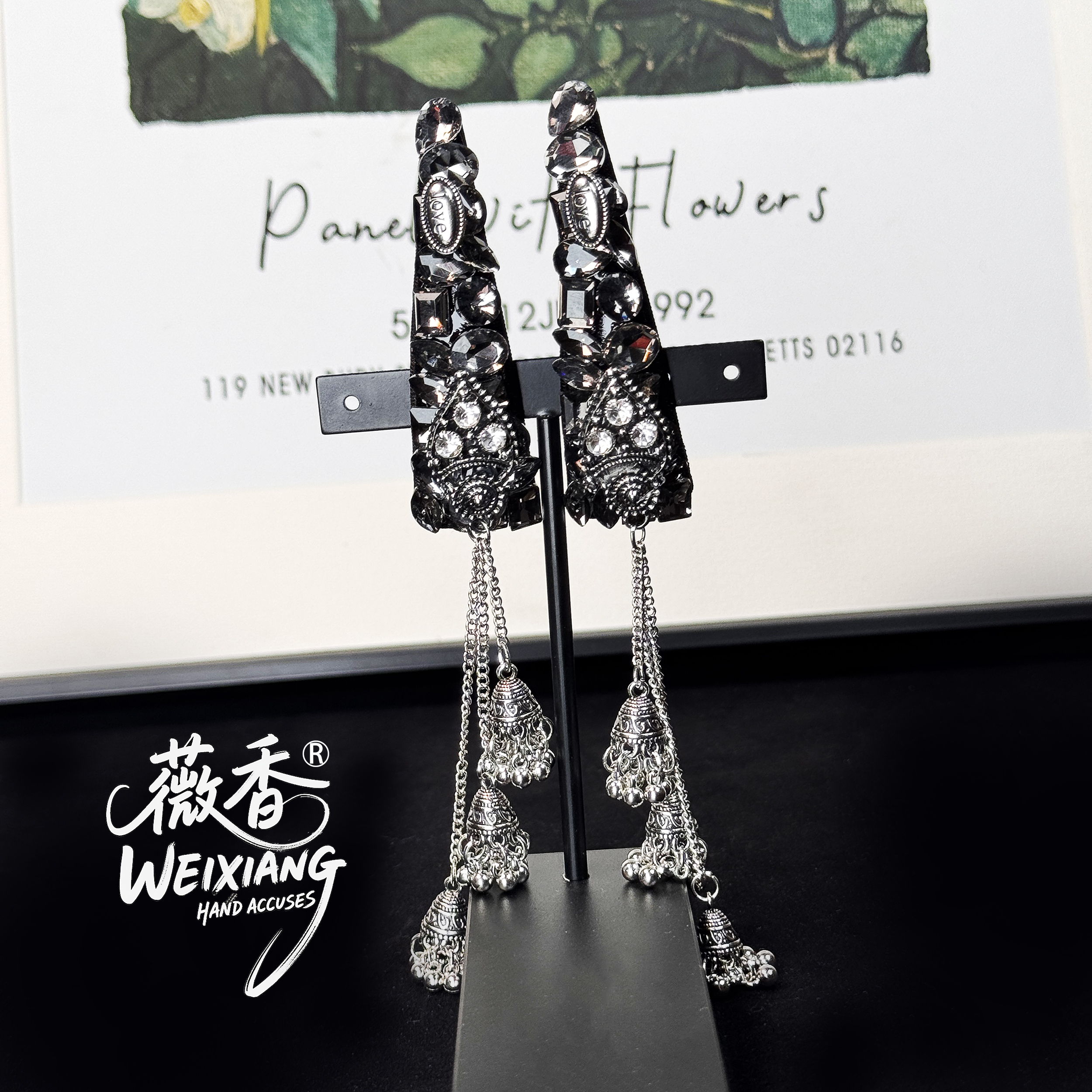 weixiang/薇香393民族满钻蒙古风边夹流苏掰掰夹BB夹复古通勤发夹