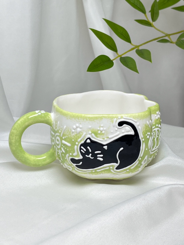 景德镇手工手绘猫爪杯