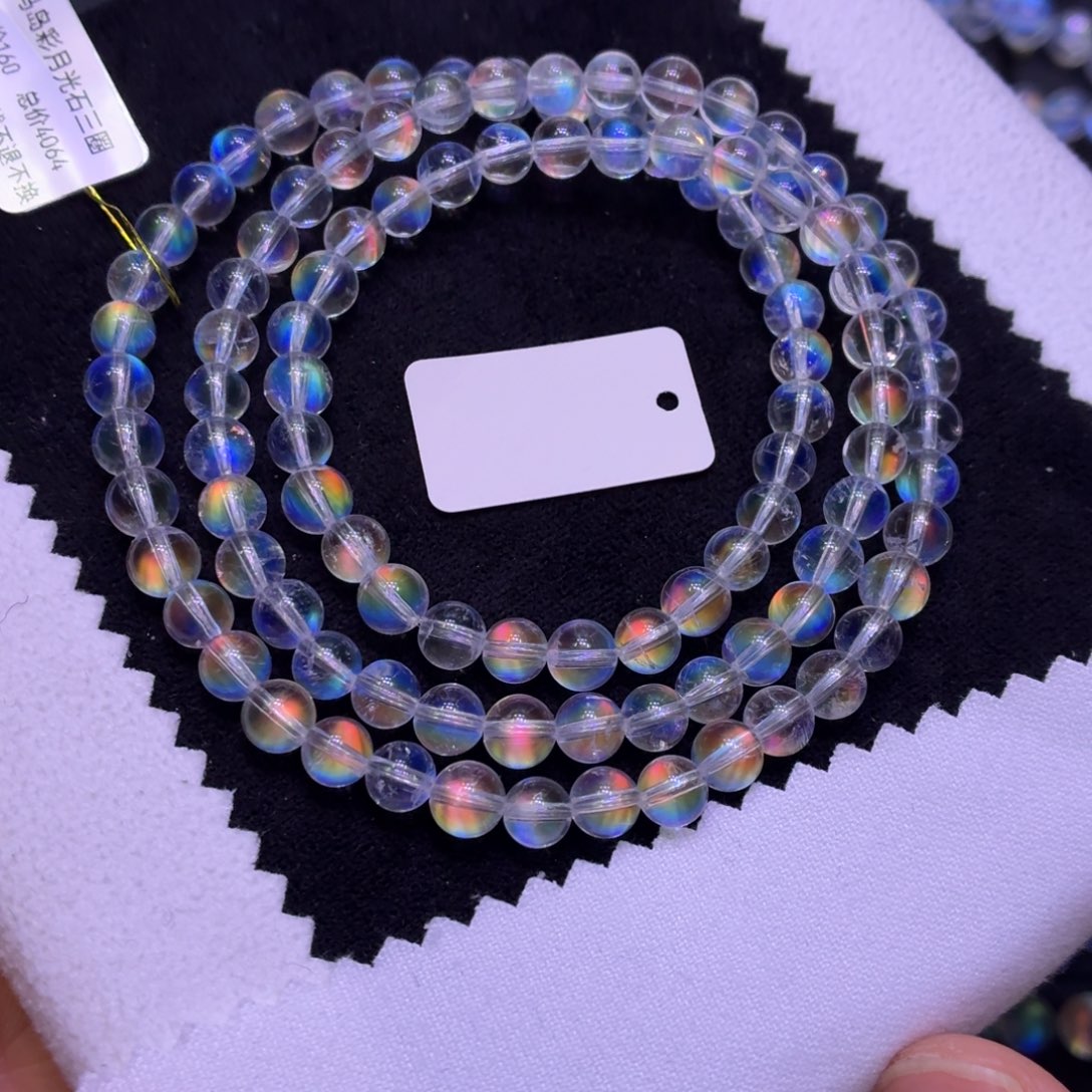 月光石手链未镶嵌马岛多圈玻璃体5.8mm