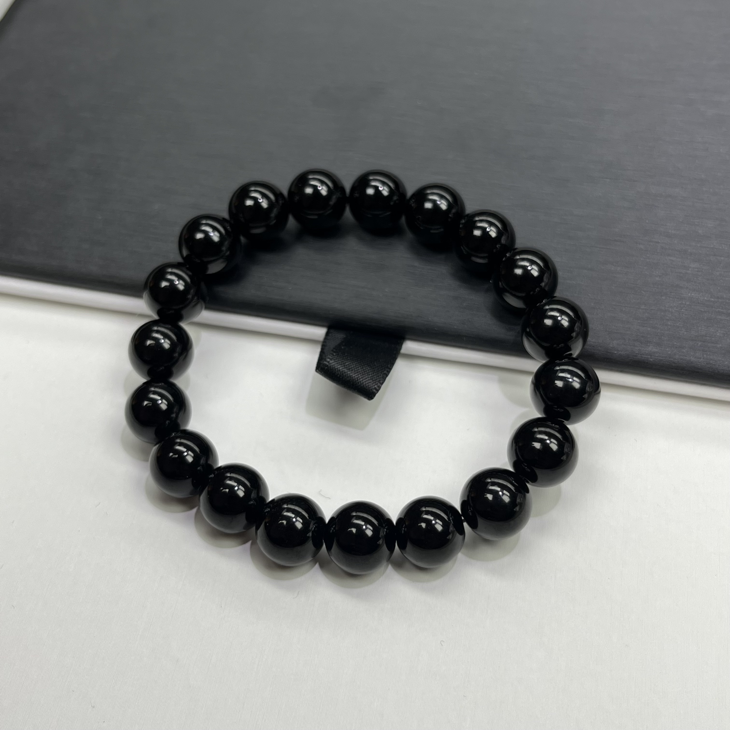 高品天然黑曜石散珠一串