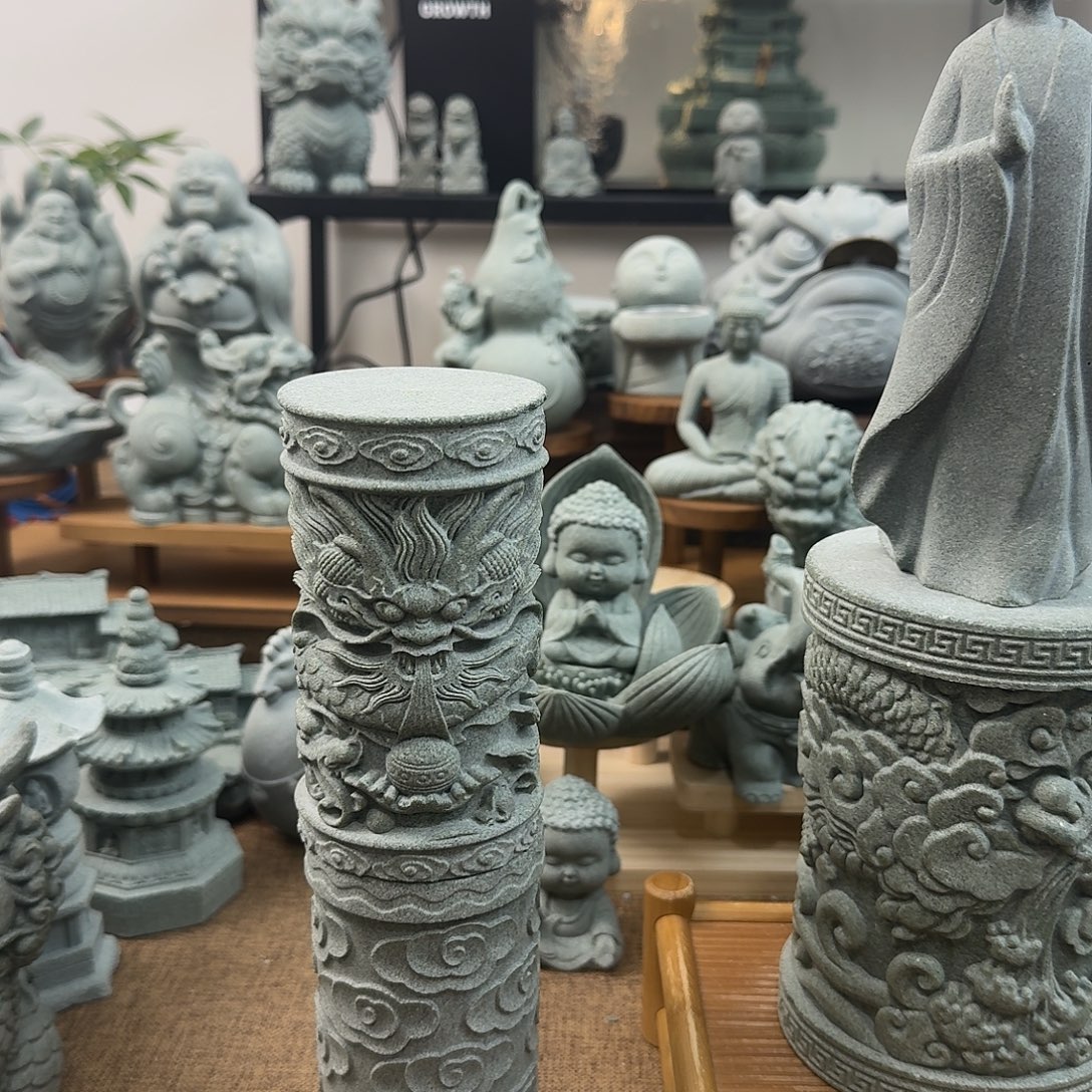 石材青砂石12公分小号祥云柱➕12公分小号龙柱