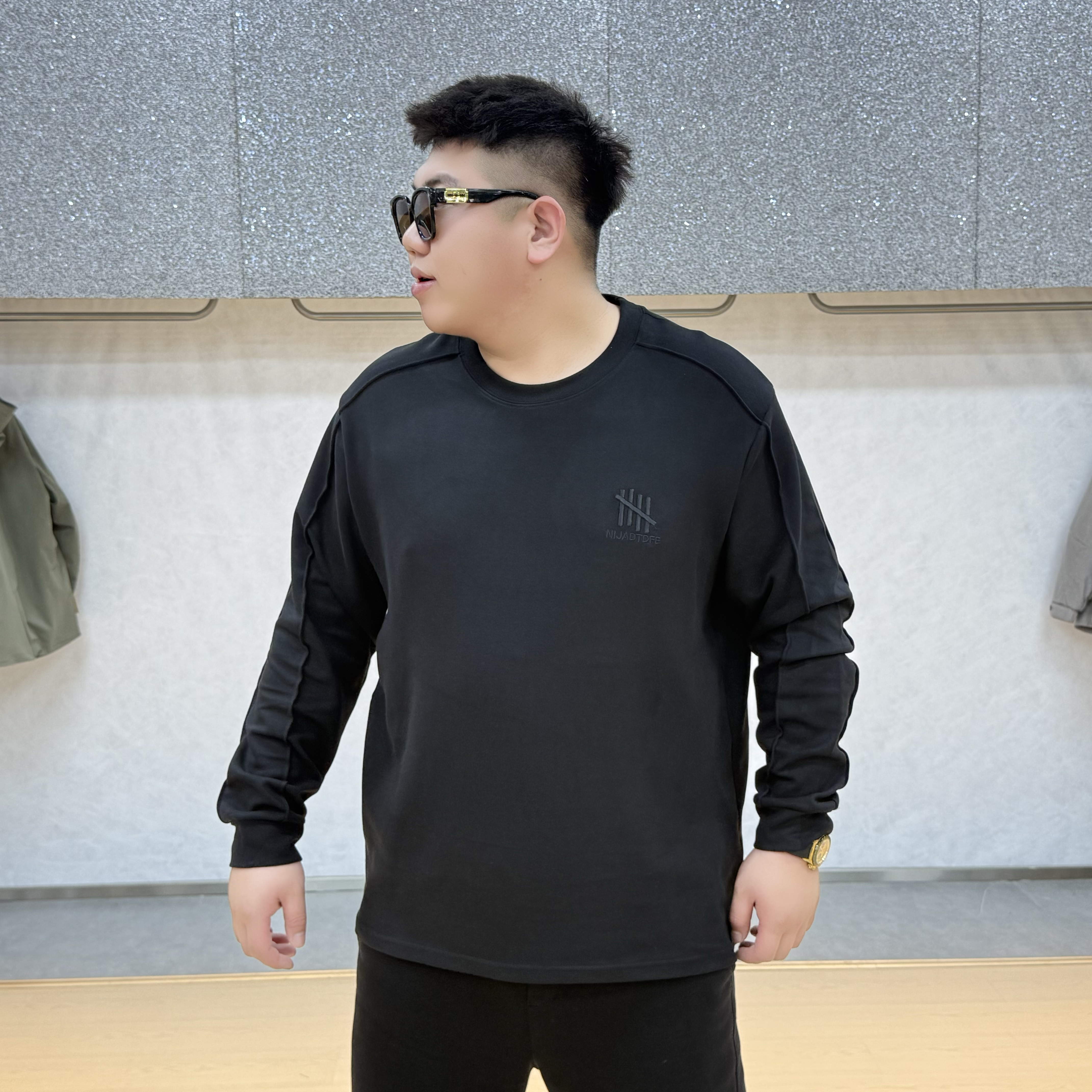 大码男装 刺绣打底衫 72719 双面绒百搭