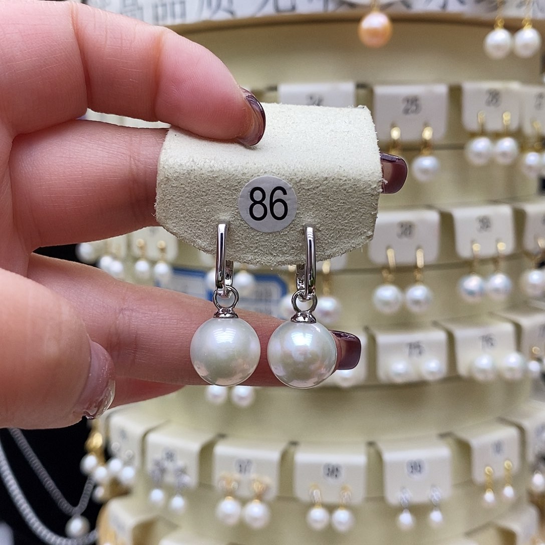 淡水珍珠耳饰银S925镶嵌