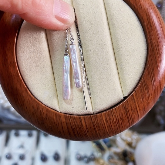 淡水珍珠耳饰银S925镶嵌