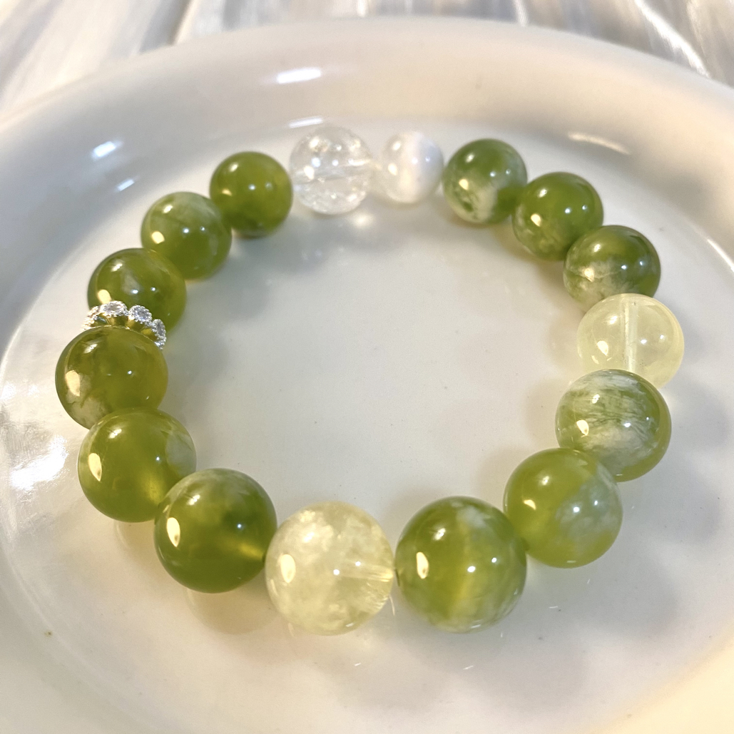 「青提葡萄」天然岫玉水晶手串女款显白简约时尚水晶手链卡12咪