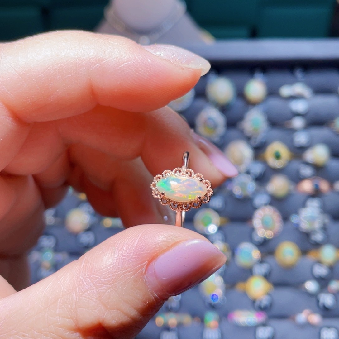 欧泊戒指〉银S925镶嵌