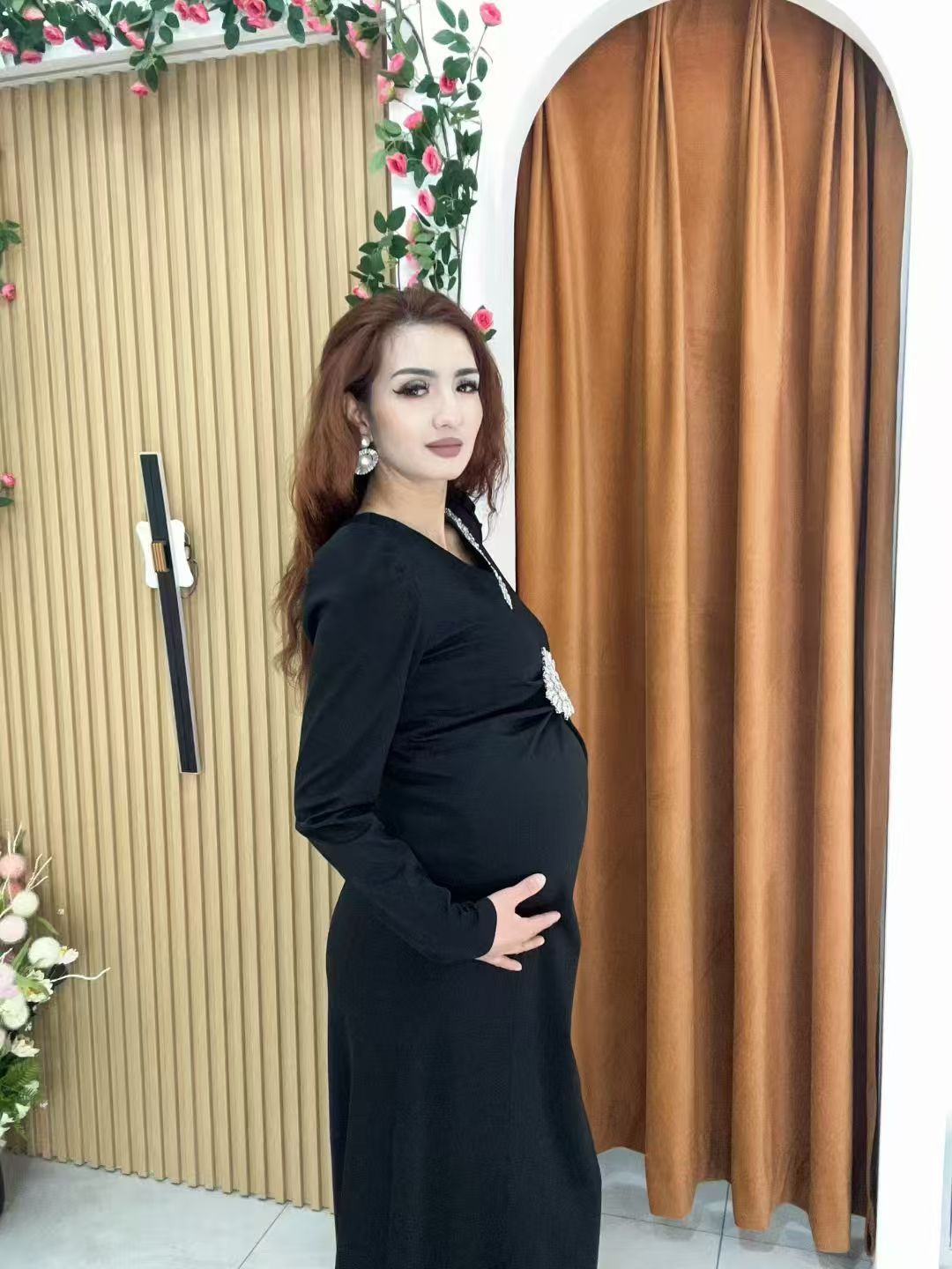 孕妇连衣服，孕妇法式风连衣裙，孕妇春秋季裙子