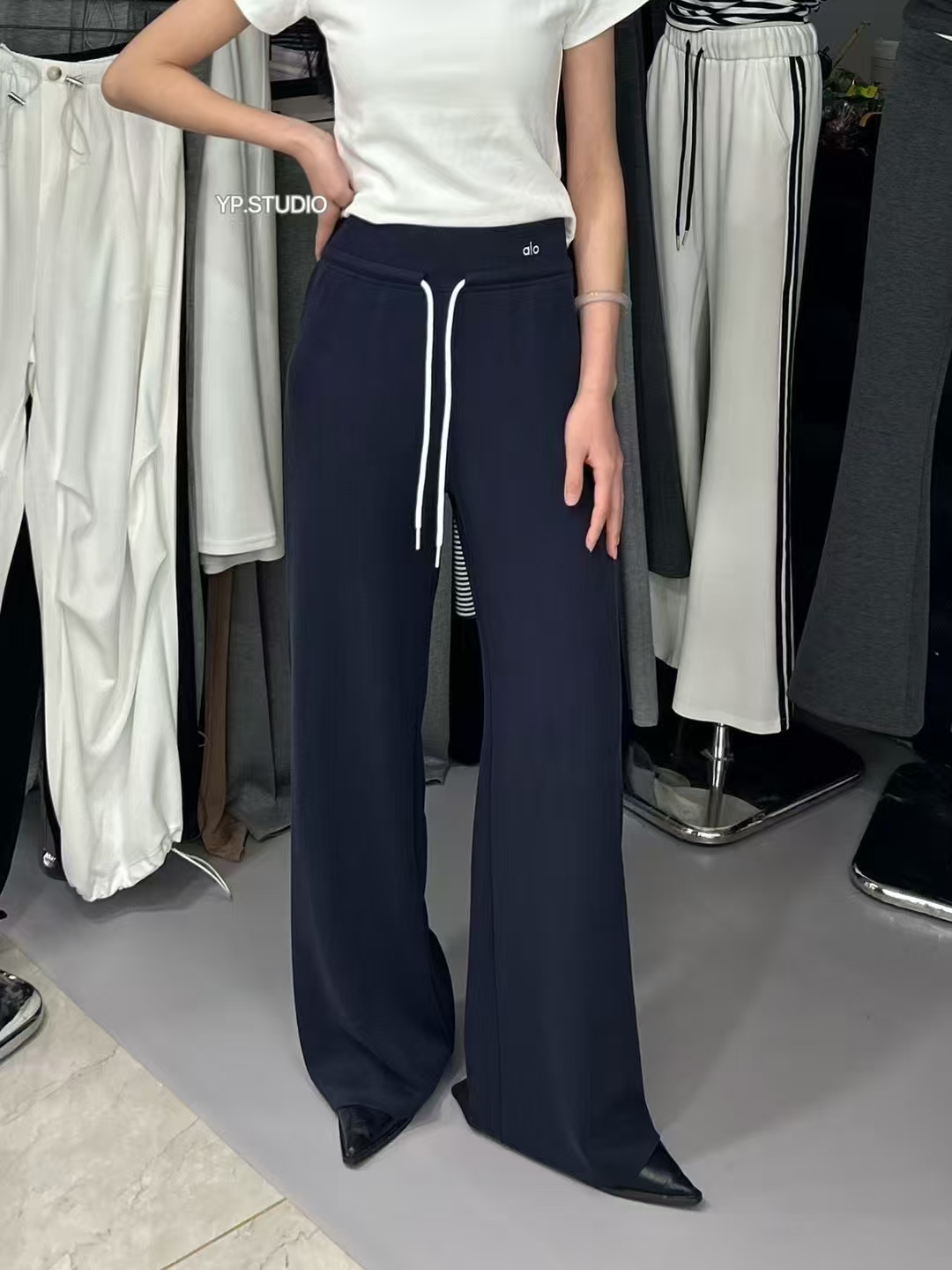 C115#春夏新款松紧腰微辣直筒垂感百搭休闲裤