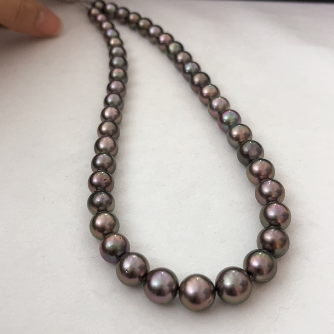 海水珍珠颈饰未镶嵌沐***嘟孔雀紫8-11