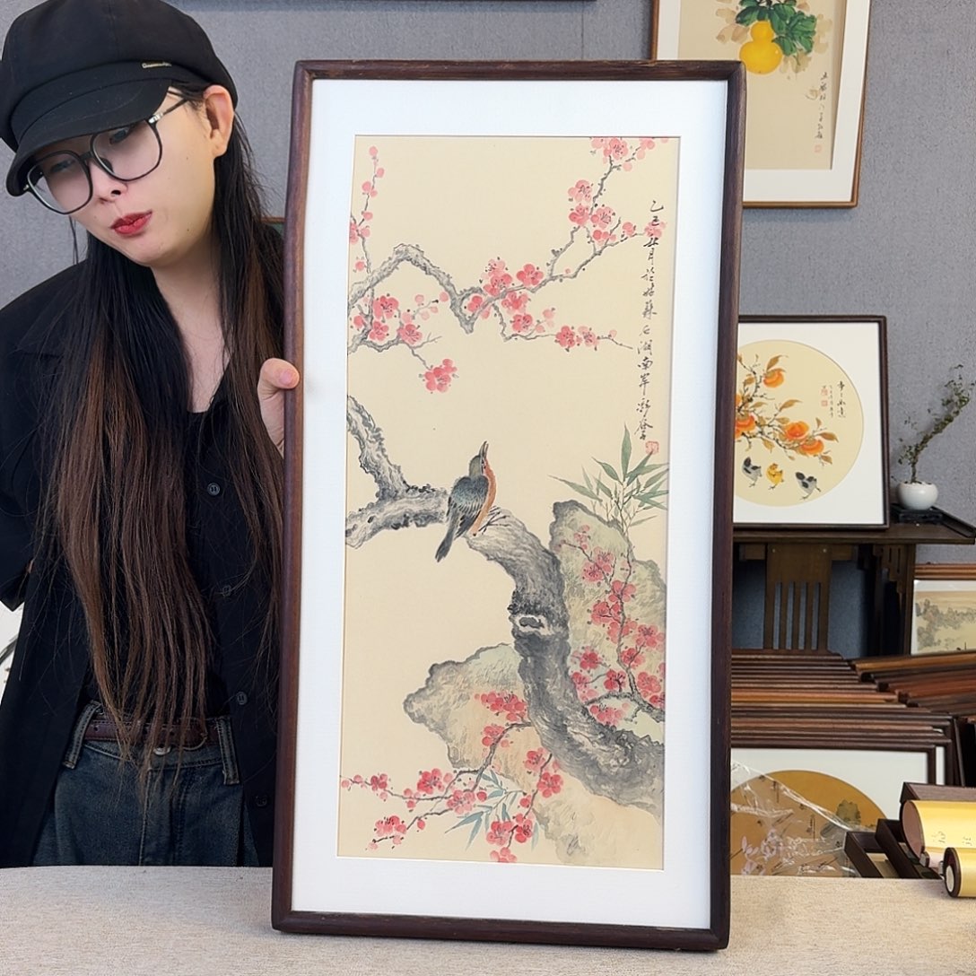 书法手绘带框尺寸： 36*69