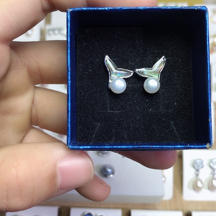 淡水珍珠耳饰银S925镶嵌