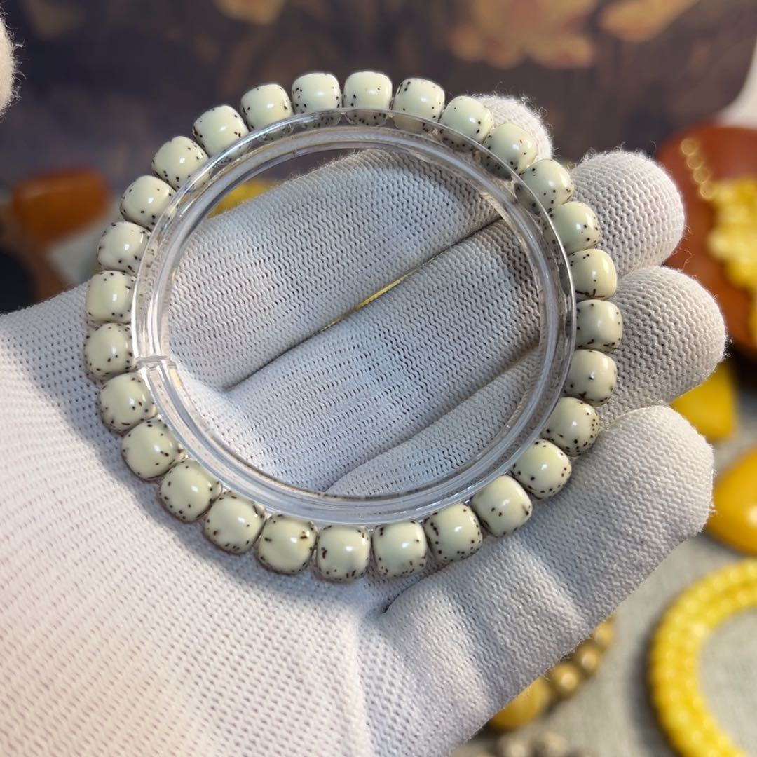 天然星月菩提石玉料单圈